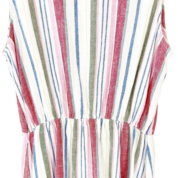 Old Navy V-Neck Sleeveless Striped Linen Blend Button Front Dress XS - Picture 6 of 9